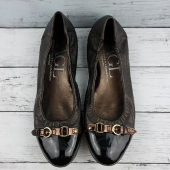 AGL Metallic Monika Patent Cap Toe Ballet Flats Size 40 US 8 - Picture 1 of 16